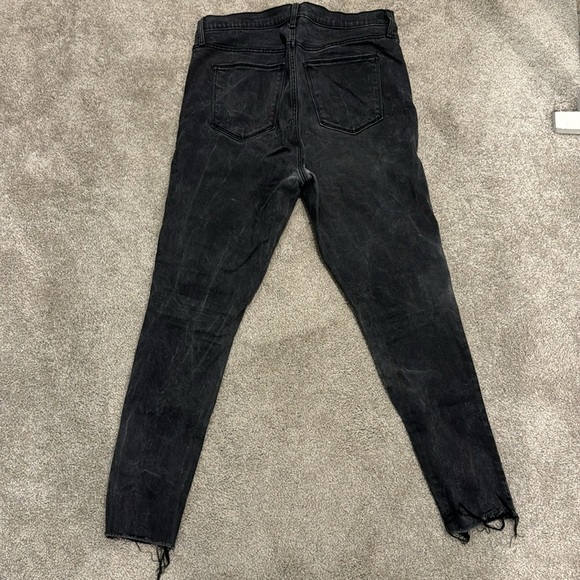 GAP High Waisted True Skinny Distressed Black Acid Wash Jeans Sz 32R - Picture 4 of 8